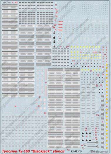BegemotDecals72-023 Декаль для Туполев Ту-160 технические надписи 1/72