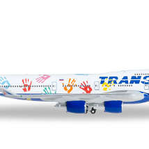 Herpa528818 Модель самолета Boeing 747-400 Transaero Airlines "Flight of Hope" Registration: "EI-XLO" 1/500